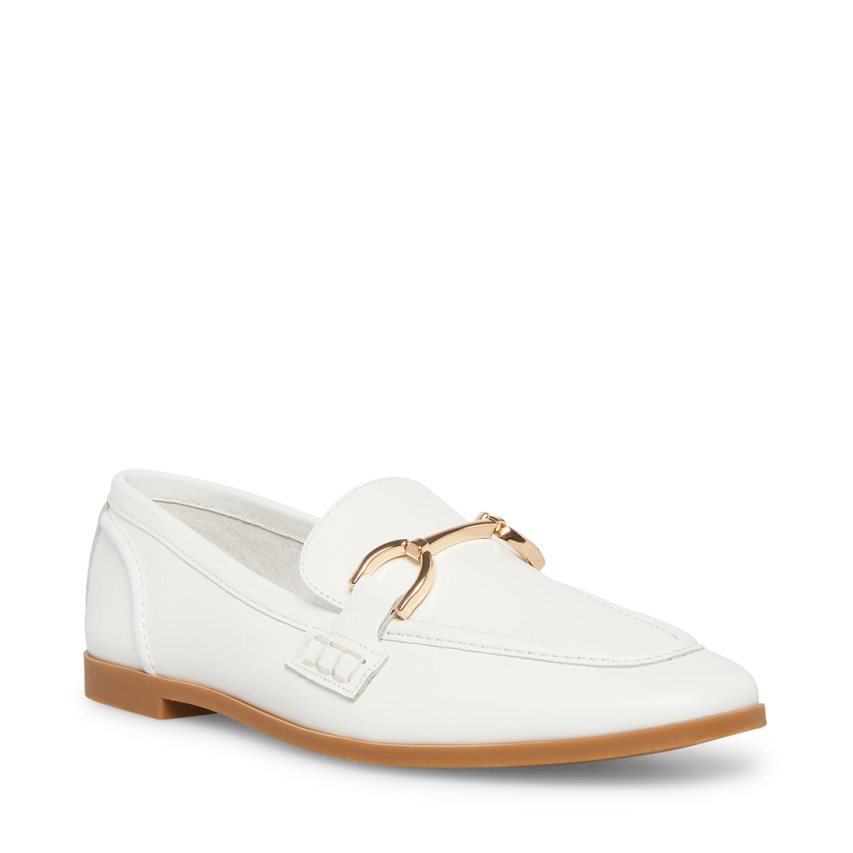 White Steve Madden Carrine Leather Women's Loafers | PH 3156CKW